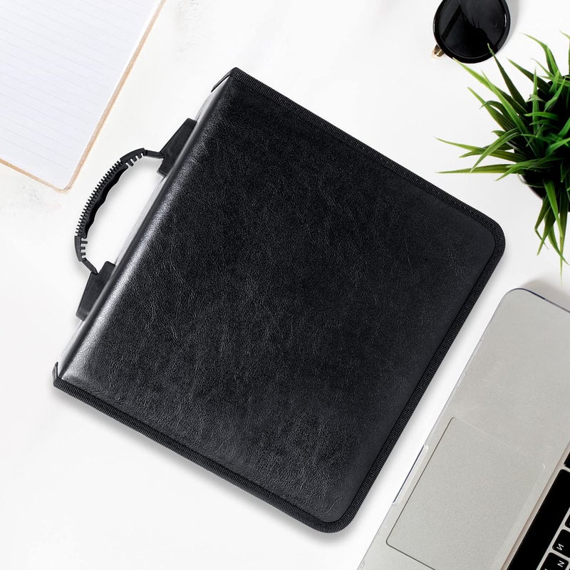 Siveit CD/DVD Binder, CD DVD Case Holder Binder 400 Capacity CD/DVD Wallet Storage Booklet Album Box (White binder, PU Black) - Image 5